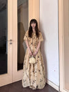 INTO THE EAST 25 Autumn/Winter Silk Hemp Flower Shadow Dress ITE-E1DGSS011KT21DS-QKQ Light Khaki